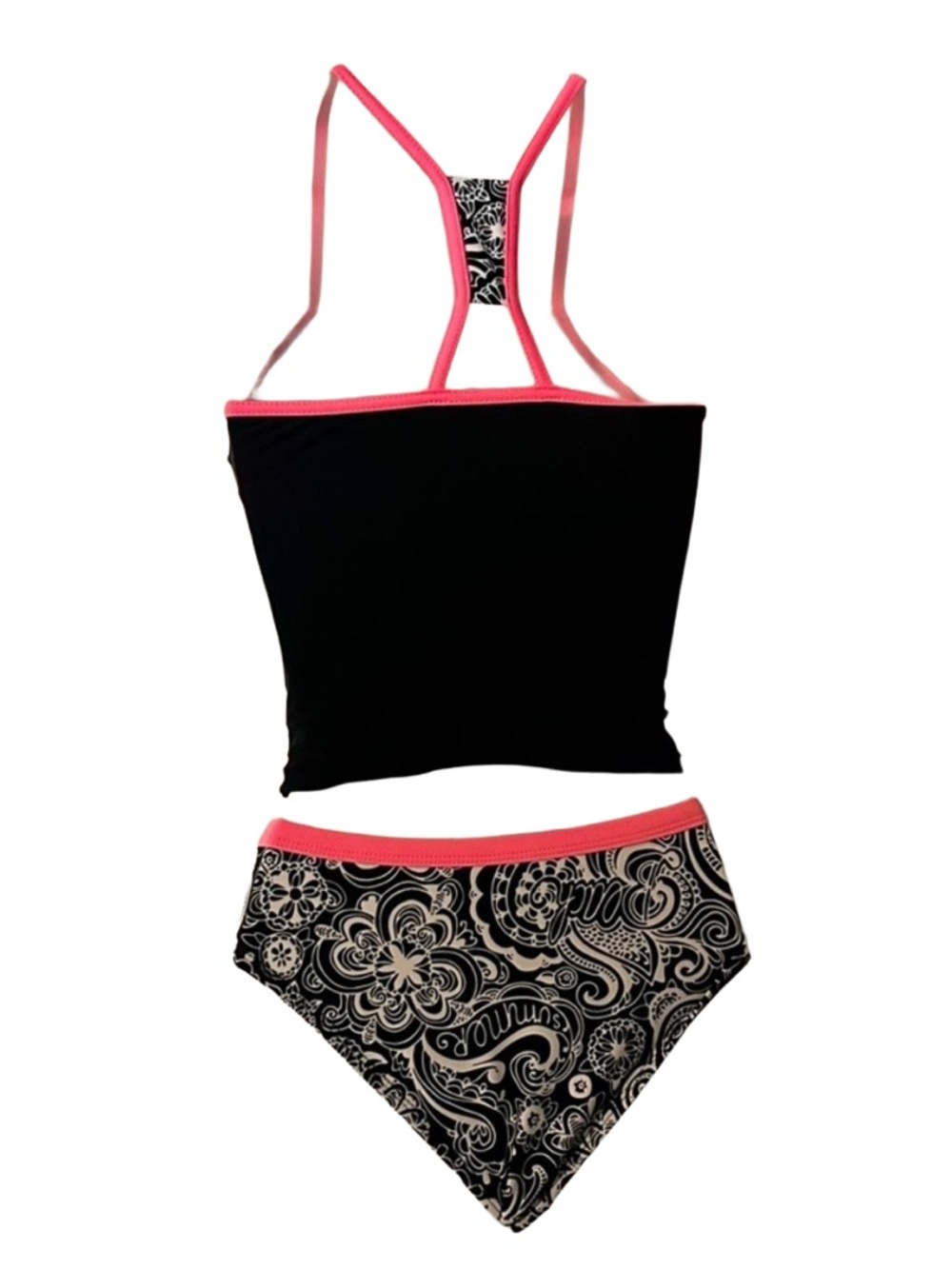 Pink & Black Strap Tankini Set! Girls Size 8! Excellent Condition! - Picture 3 of 5